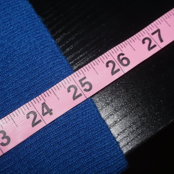 Vintage 70s Blue Cowl Neck Knit Sweater XL - Picture 5 of 5